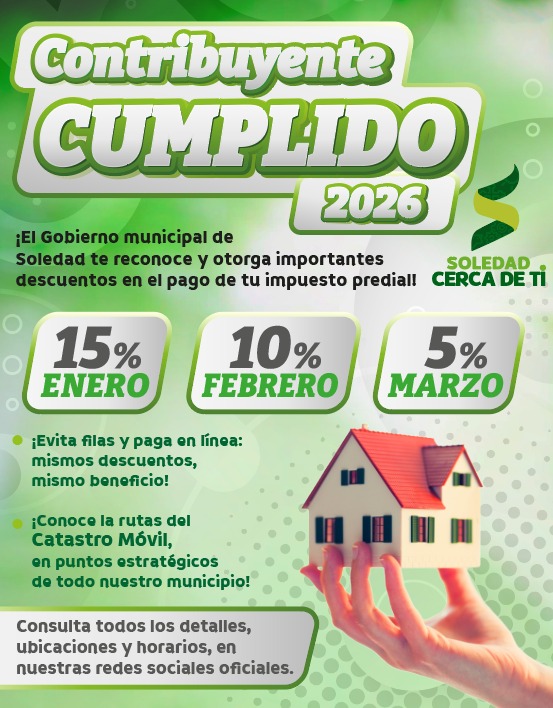 En enero, febrero y marzo, de 2026, descuentos en el pago del impuesto ...