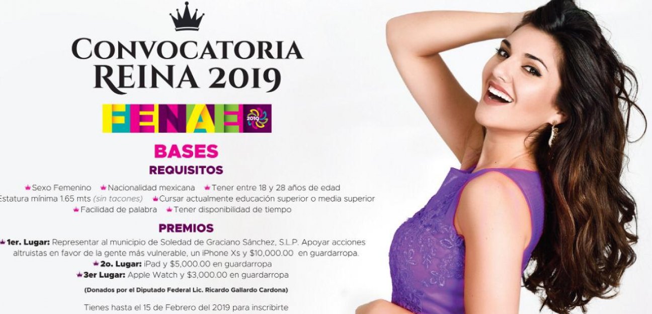 Ayuntamiento de Soledad emite convocatoria para elegir Reina de la Feria Nacional de la Enchilada 2019