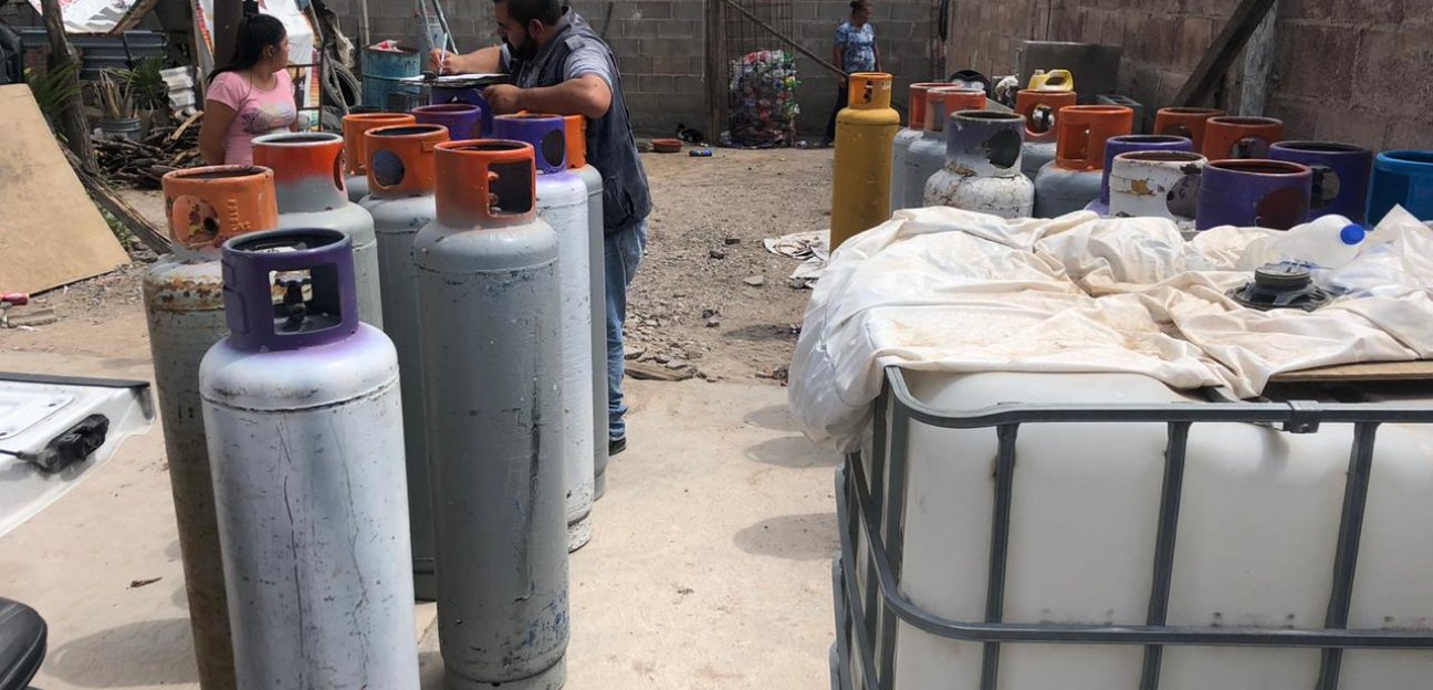 Decomisa PC tanque de gas LP almacenados en domicilios