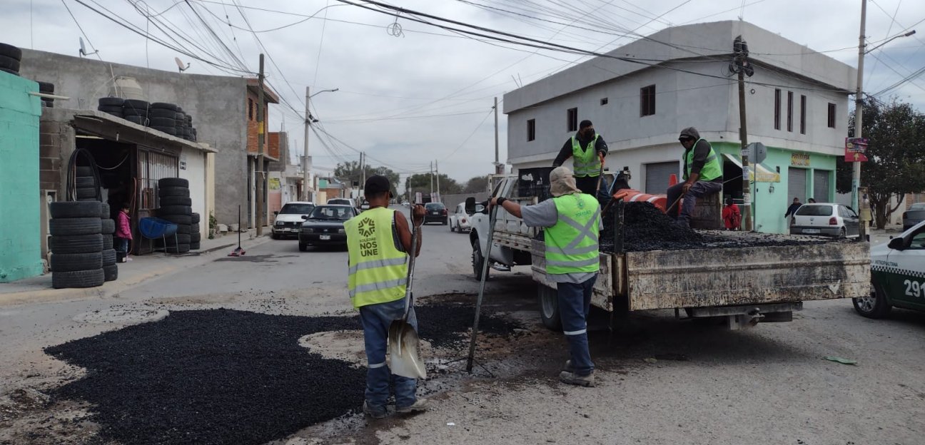 Las labores de bacheo en Soledad llegaron a la colonia San Luis 1