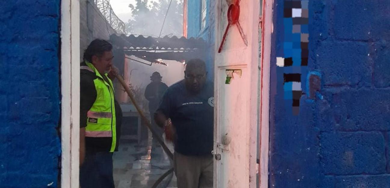 Protección Civil de Soledad colaboró en combate de incendio en vivienda de la colonia San Francisco