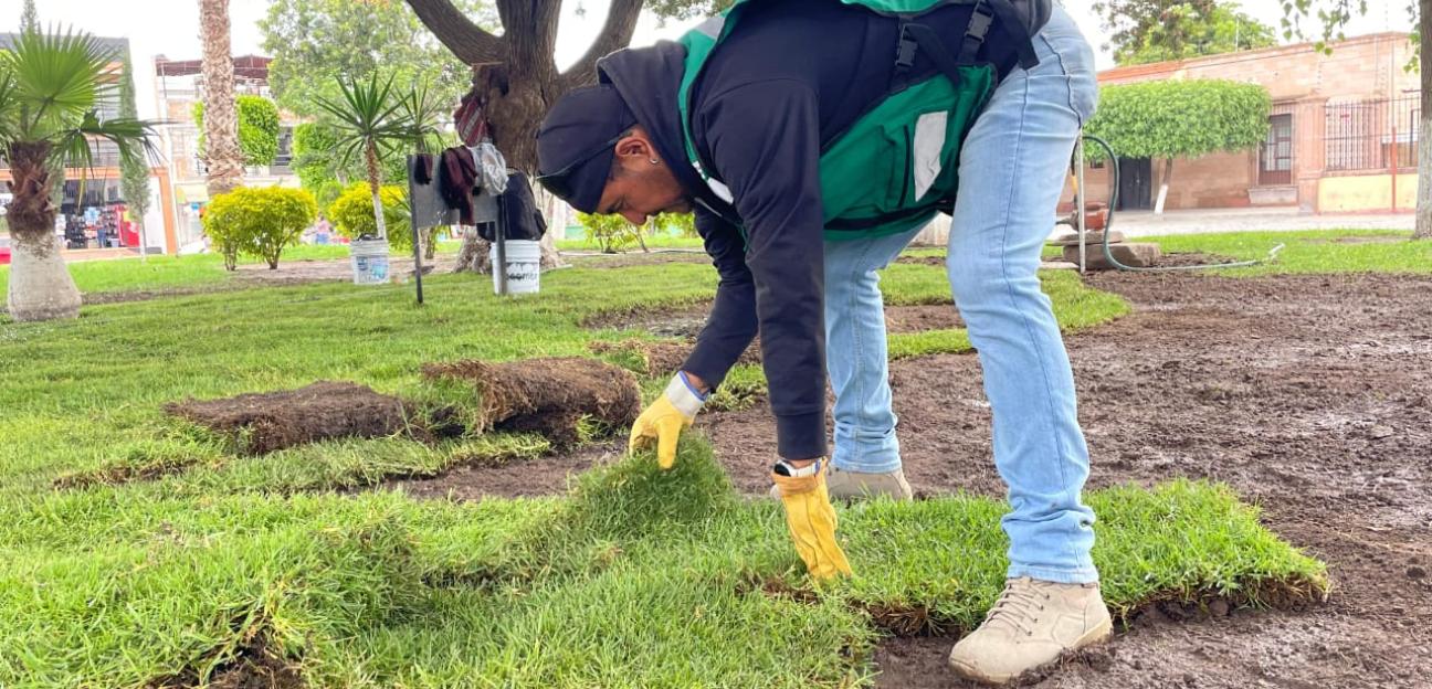Plaza principal de Soledad recibe trabajos de embellecimiento permanente