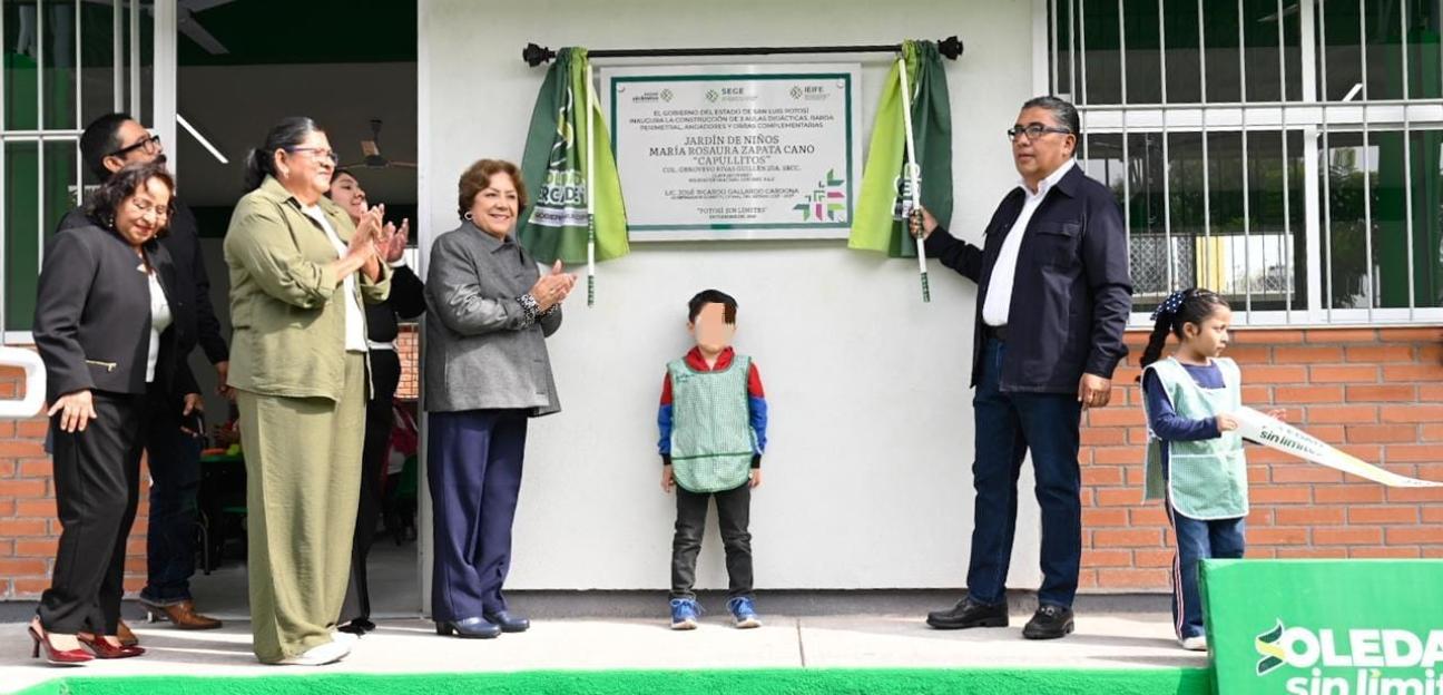 Juan Manuel Navarro inaugura la construcción de 3 aulas en jardín de niños María Rosaura Zapata Cano